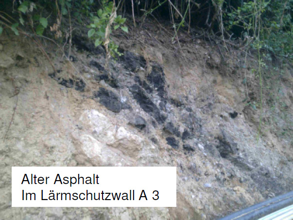 alter Asphalt im Lärmschutzwall